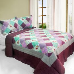 [Sweet Dream] Cotton 3PC Vermicelli-Quilted Printed Quilt Set (Full/Queen Size)