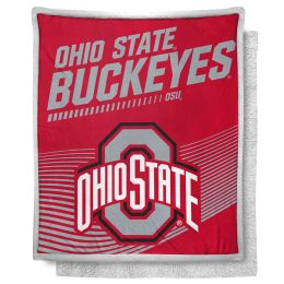 Ohio State OFFICIAL NCAA "New School" Mink Sherpa Throw Blanket;  50" x 60"
