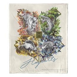 Harry Potter, Houses Together Aggretsuko Comics Silk Touch Throw Blanket, 50" x 60"